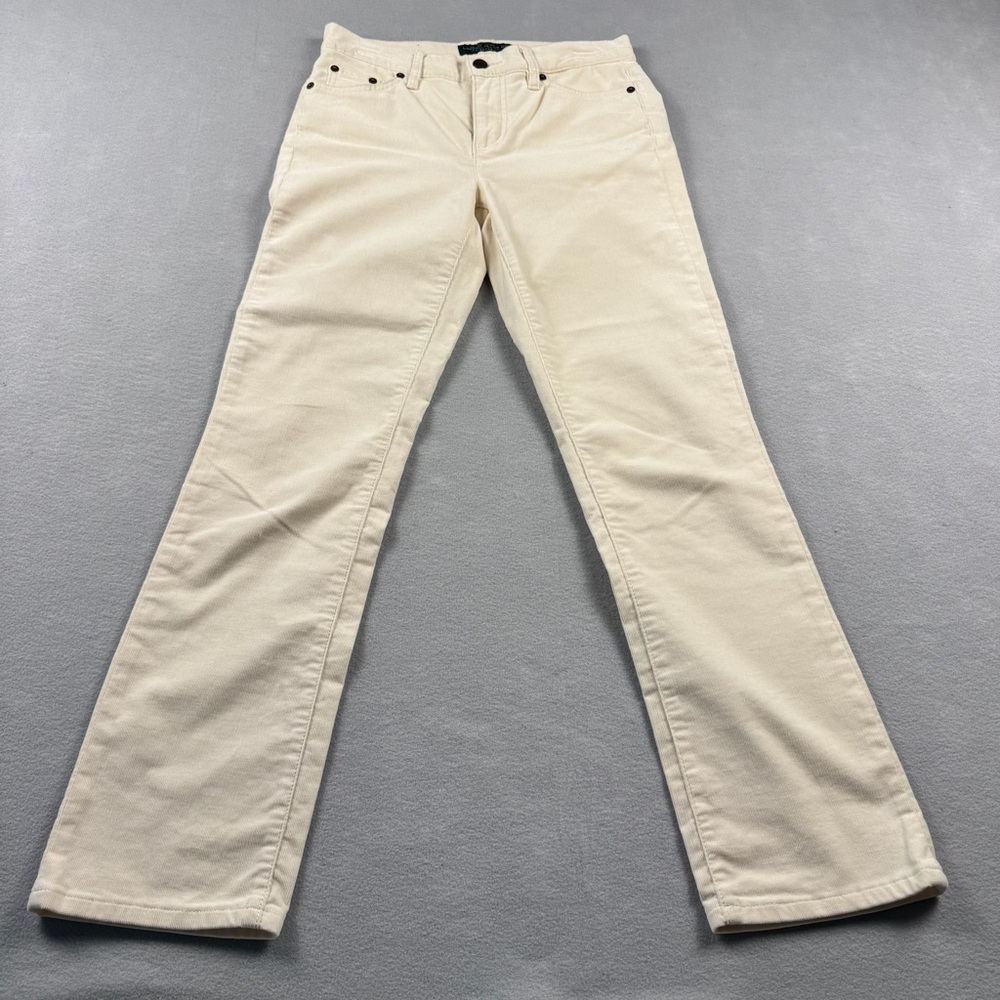 Lauren Ralph Lauren Pants Womens 4P White Premier Straight Corduroy Stretch RLL